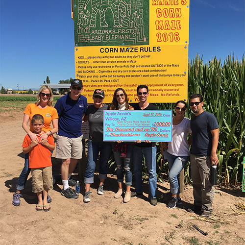 Head out into our giant corn maze at Apple Annie's Orchards in Willcox, AZ.