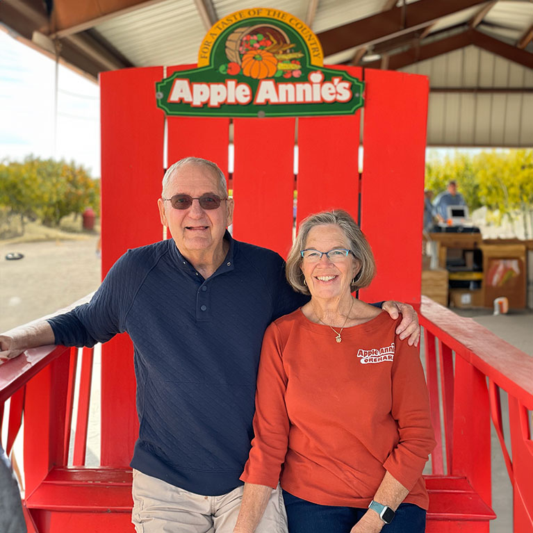 Anne and John Holcomb, founders of Apple Annie's Orchard.